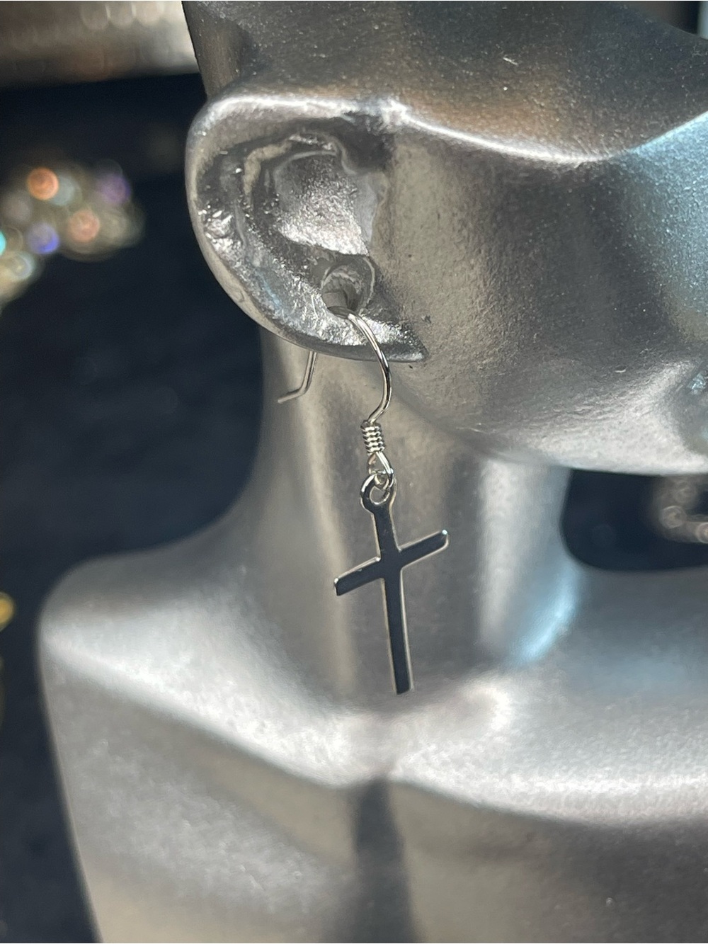 Sterling silver cross earrings
